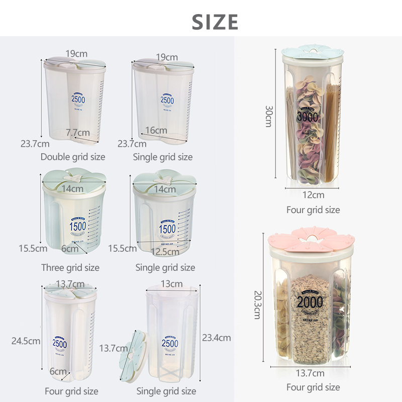 VIP Kitchen Storage Box Food Storage Tank Household Sealed Storage Kitchen Food Containers for Dry Cereals Measure Cups Tool