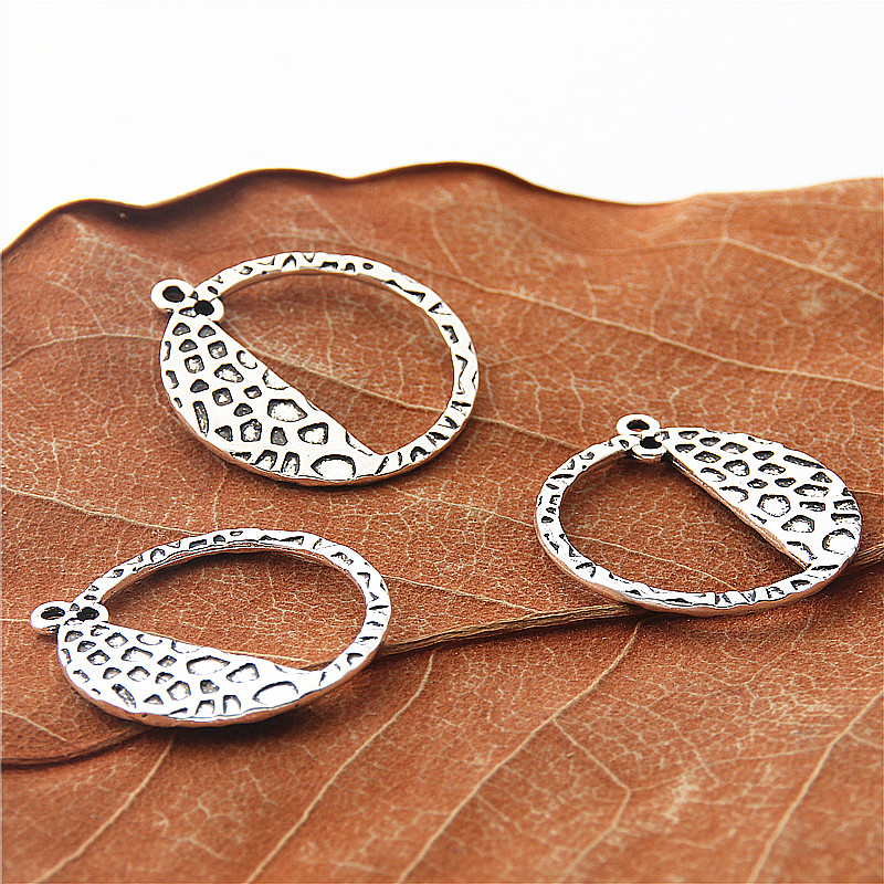 30pcs Silver Color Geometric Round Charms Circle Pendant Women Trendy DIY Necklace Earrings Jewelry Accessories 24x22mm A3064