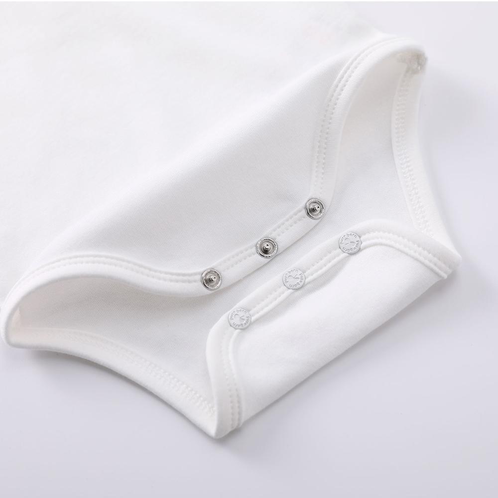 Pureborn Newborn Baby Bodysuit Solid Basic Baby Onesies Long Sleeve Jumpsuit Peter-pan Collar Cotton Baptism Onesies Playsuit