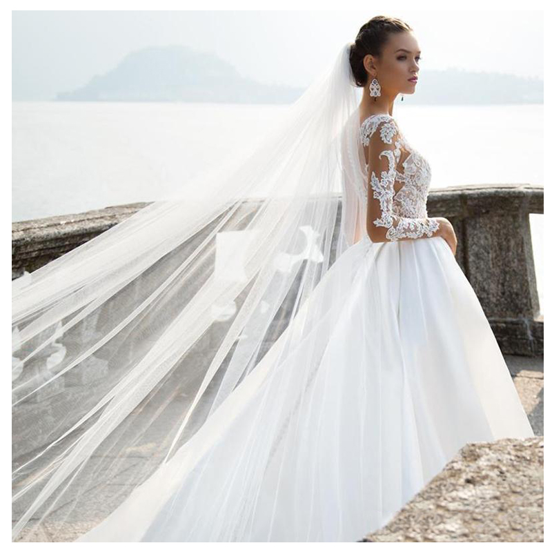 LORIE Beach Wedding Dress Long Sleeves A Line Vintage Princess Informal Wedding Gown Elegant Boho Beach Bride Dress 2019