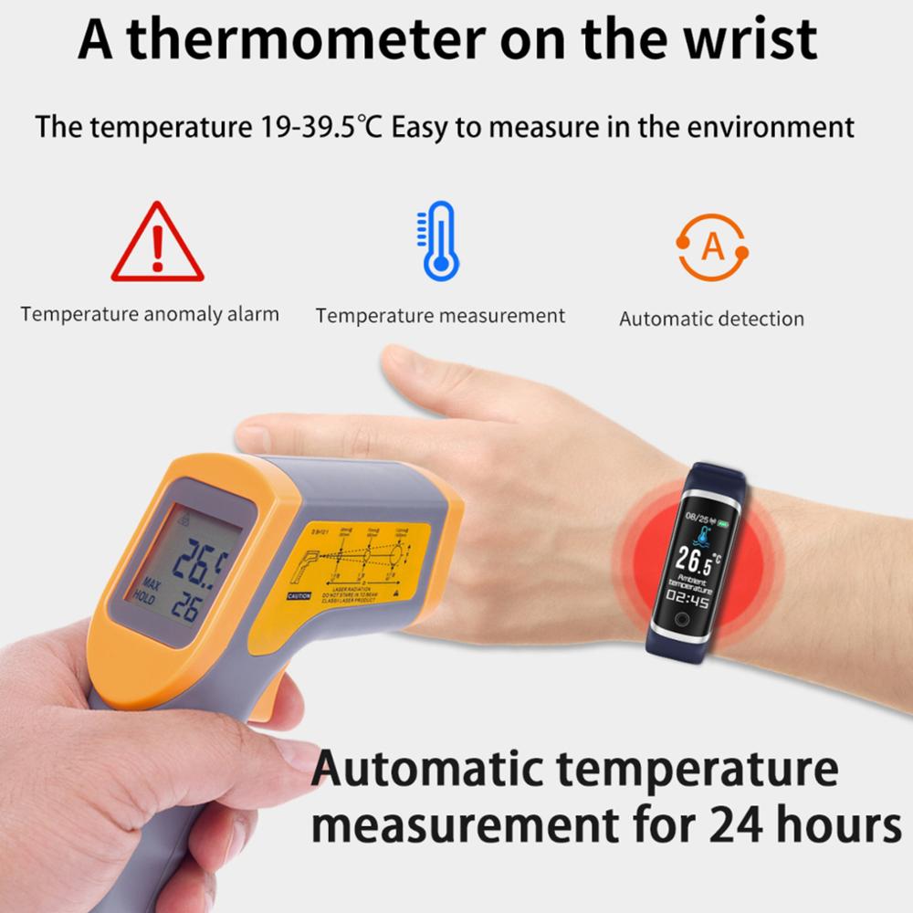 Smart bracelet watch Thermometer blood pressure measurement Sport wristband Activity Fitness Tracker Smart Band For Android IOS