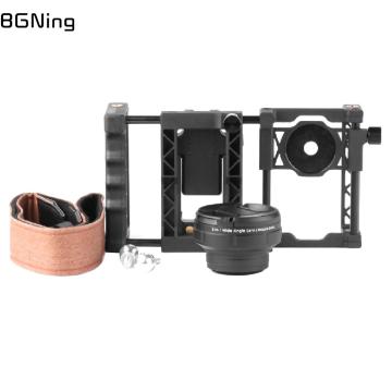 BGNing Handheld Phone Stabilizer Frame Stand Video Vlog Photography Stand Universal Phone Cage with 37mm Wide-angle/Macro Lens
