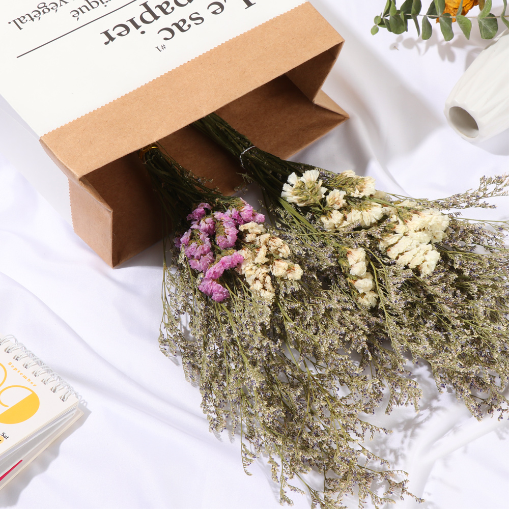 1 Bundle Natural Dried Flower Wedding Floral Arrangement Limonium Grass Party Supplies Eucalyptus Leaf Forget-me-noton