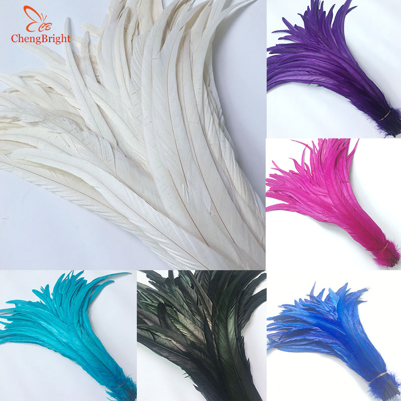 ChengBright Wholesale Nice 50PCS 12-14Inch Real Rooster tail Feathers For Decoration Craft Feather Christma Diy Pheasant Feather