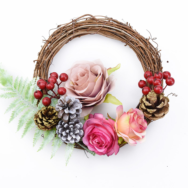 3/6Pcs Rattan Ring Artificial Flowers Garland Dried Flower Frame Home Christmas Decoration DIY Floral Wreaths 10/20/30/40cm