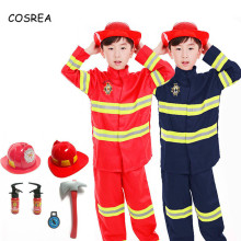 Fireman Sam Suit Kids Boys Halloween Christmas Party Cosplay Costumes Toy Firefighter Funny Hat Axe Accessories Props Children