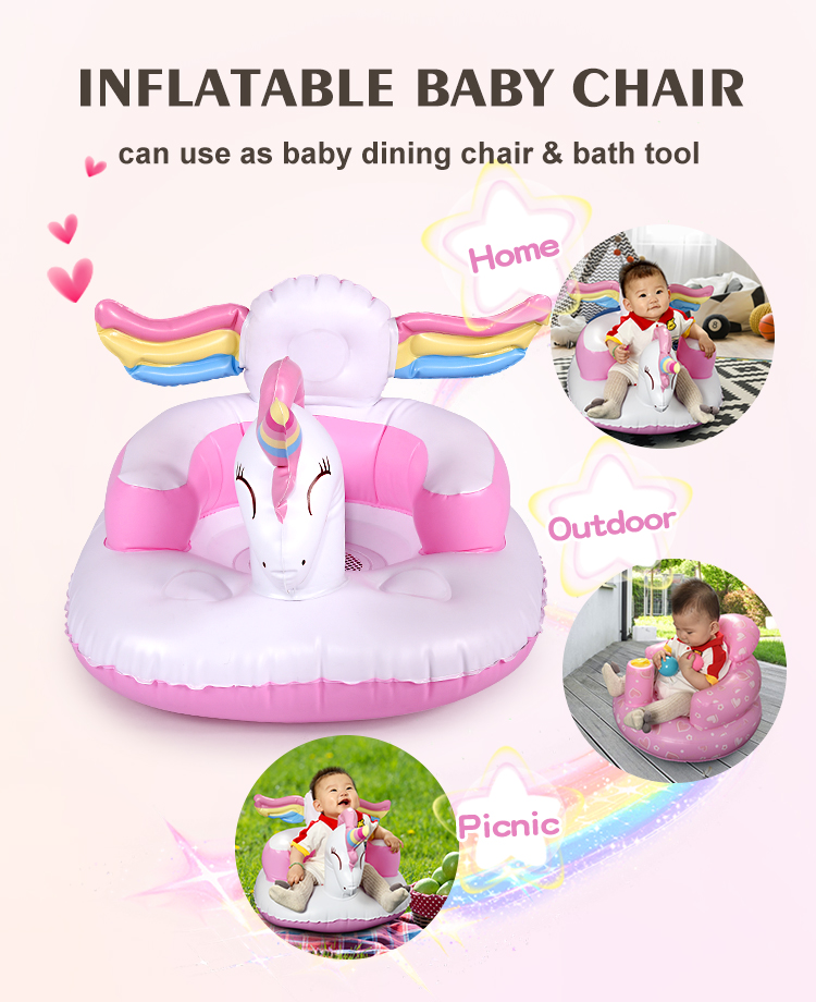 Baby Inflatable Seat for Babies 3 Months, Infant Support Seat Summer Toddler Chair for Sitting Up, Baby Shower Chair Floor Seater Gifts with Storage Case, Bear