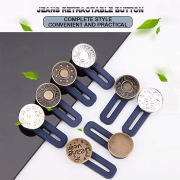 Jeans Retractable Button 3PCS Sewing Buttons Adjustable Disassembly Waist Button Metal Extended Buckles Pant Waistband Expander