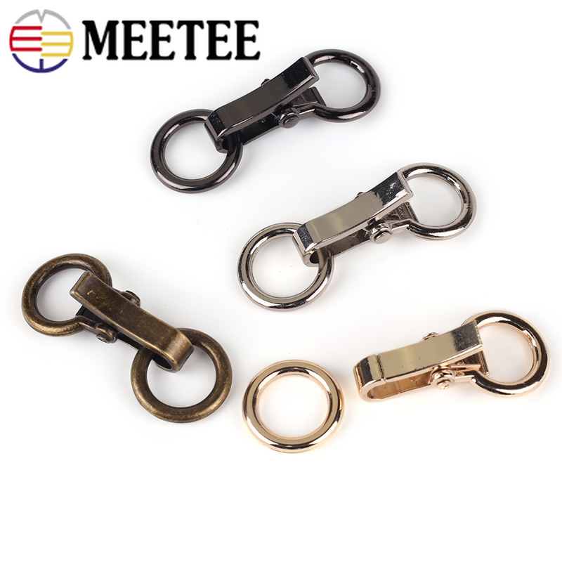 Meetee 5/10pcs Metal Coat Button D Ring Belt Buckle Head Fur Cloak Hook Buckle DIY Garment Decor Adjustment Button Sew Material