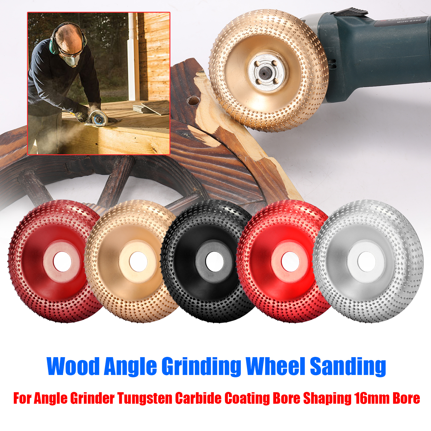 85/100mm Wood Angle Grinding Wheel Sanding Carving Rotary Tool Abrasive Disc Angle Grinder Tungsten Carbide Coating Bore Shaping