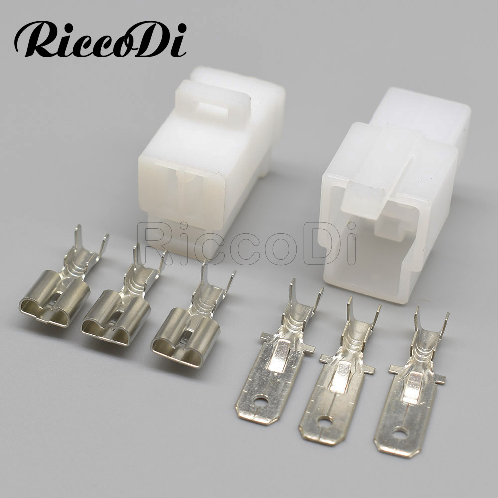 5/10/50Sets 3Pin 6.3 Type Automotive Wiring Harness Plug Connector With Pins 6120-2033 6110-4533