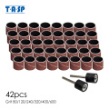 TASP 42pcs Abrasive Sanding Band Sleeve & Drum Kit Sandpaper Rotary Tools Accessories with Mandrels Grit 80~600