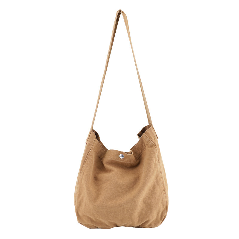 Vintage Canvas Shopping Student Travel Solid Color Women Reusable Shoulder Crossbody Bag For Women Shopper Bags