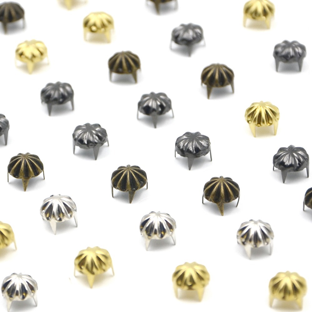 100pcs 9mm Mix 4 Colors Pumpkin Round Spots Studs Rivet Spike 4 Claws DIY