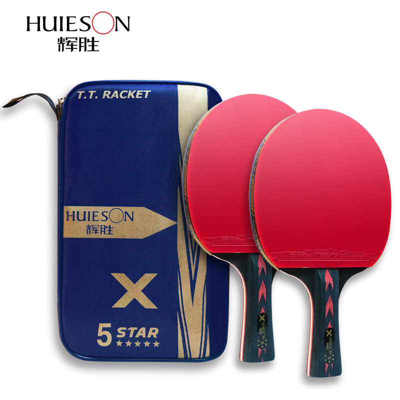 HUIESON 6 Star 2Pcs New Upgraded Carbon Table Tennis Racket Set Super Powerful Ping Pong Racket Bat for Adult Club Training
