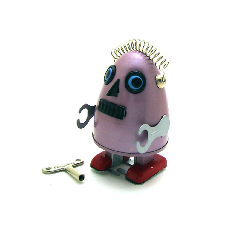 Vintage Retro Egg Shaped Robot Tin toy Classic Clockwork Mechanical Wind Up Robot Tin Toy For Adult Kids Collectible Gift