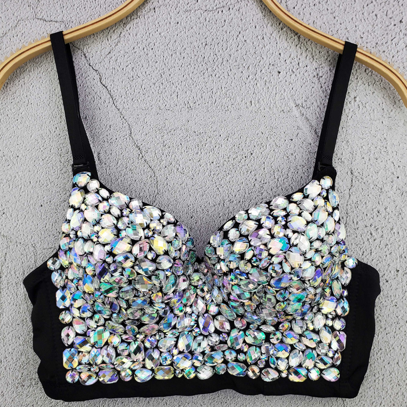 Shiny Colorful Rhinestone Sexy Vest Women Nightclub Bar Singer Performance Clothing Lady Dj Ds Rave Wear Festival Outfit DT2325