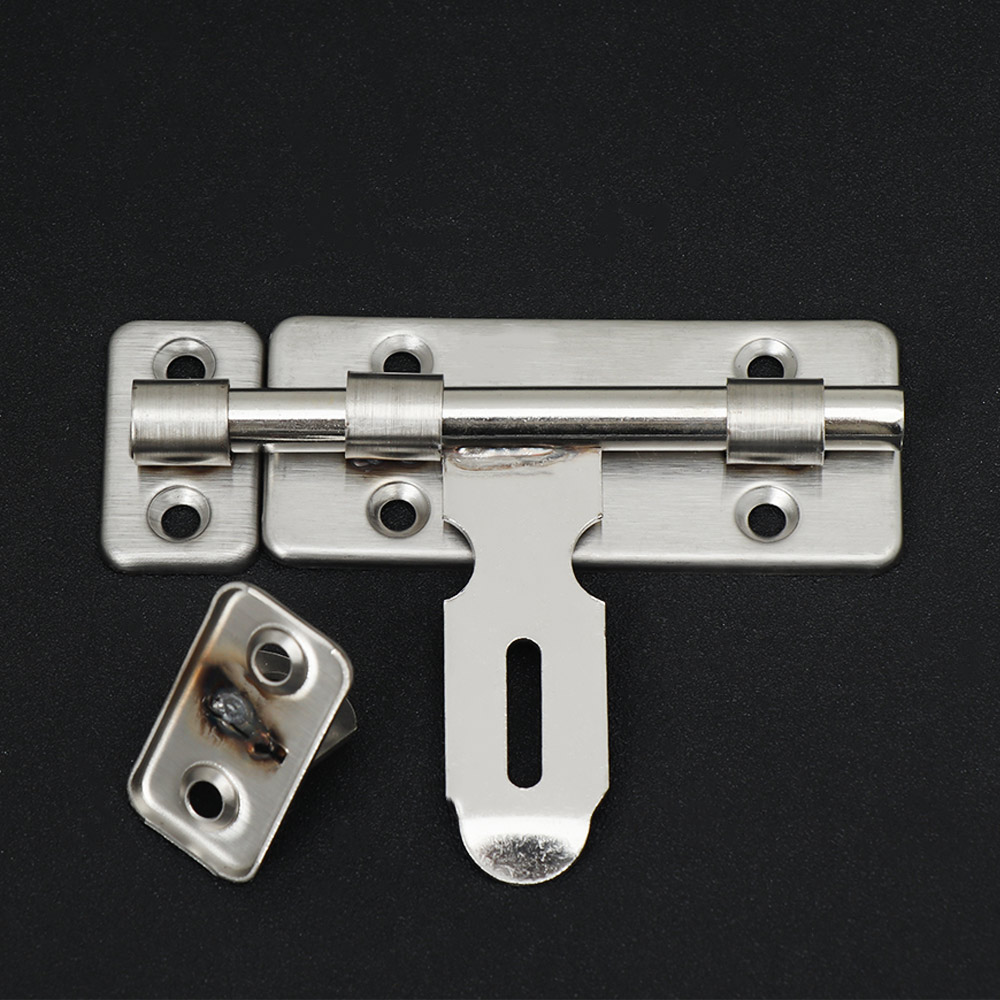 Silver Stainless Steel Anti-theft Door Latch Sliding Lock Barrel Bolt Latch Hasp Stapler Gate Safety Lock