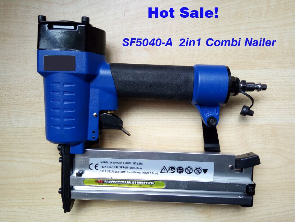 Promotion price on 2 in 1 combination air nailer stapler F5040-A pneumatic nailer stapler, straight nail and crown nail