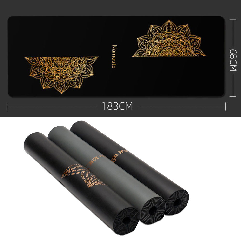 PU Golden Rubber Yoga Mat Mandala Pattern 68cm Widened Thickened Sport Fitness Pilates Training With Position Line Exercise Mats