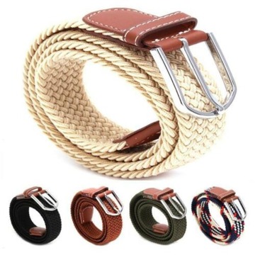 Fashion Men Elastic Knitted Belt Metal Buckle Waist Strap High Quality Military Army Tactical Belt 6 Colors