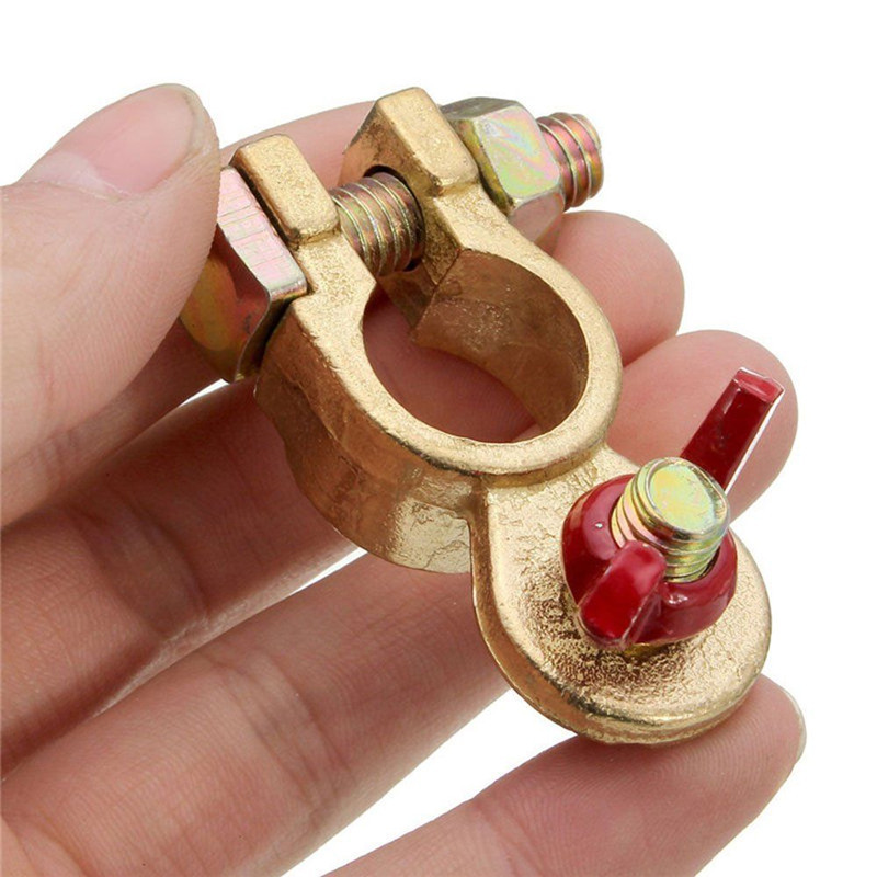 2pcs Positive & Nagative Auto Battery Terminal Connector Battery Quick Release Battery Clamps Brass Connector Car Accessories