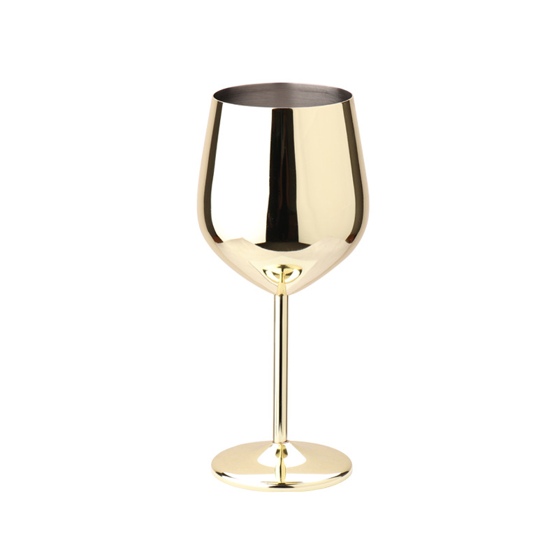 Stainless steel single-layer goblet red wine glass colorful large-capacity drum-shaped drop-resistant copper plated wine glass