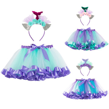 Girls Skirt Kids Tutu Party Dance Ballet Toddler Baby Costume Skirt+Headband Set Fashion Girls Princess Tutus Tulle Skirts M140#