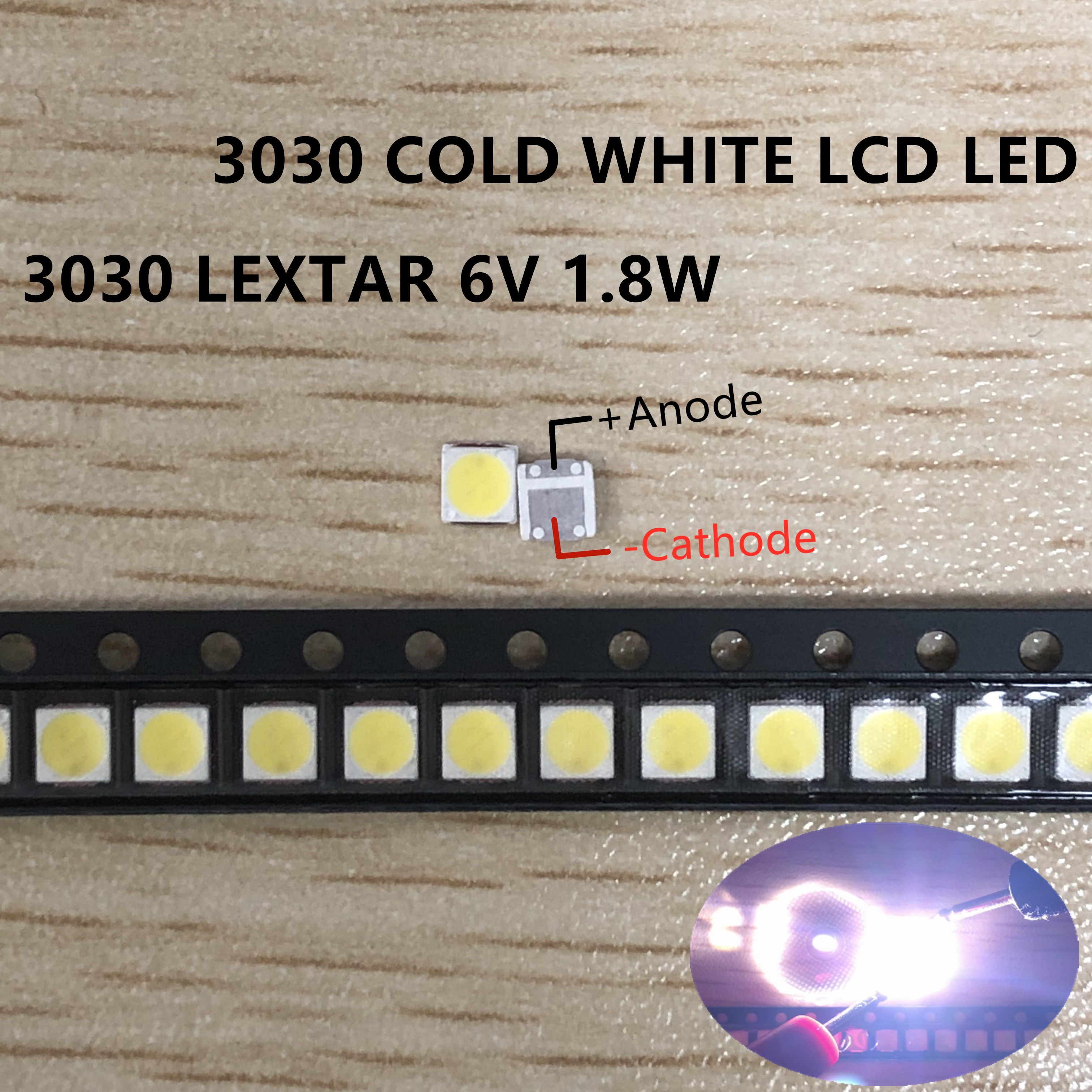 500PCS LEXTAR LED PCT Backlight High Power LED 1.8W 3030 6V Cool white 150-187LM PT30W45 V1 TV Application 3030 PCT 6V LEXTAR