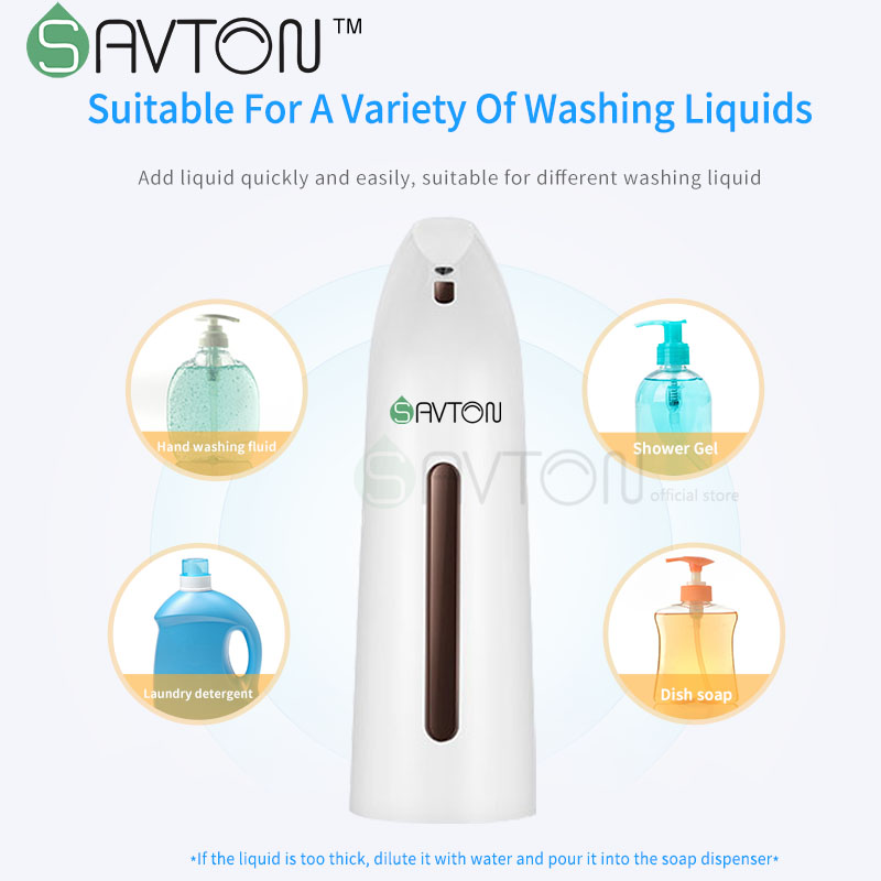 SAVTON Automatic Soap Dispenser Touchless Hand-wash Sanitizer Bathroom Dispenser Smart Sensor Liquid Soap Dispenser For Kitchen