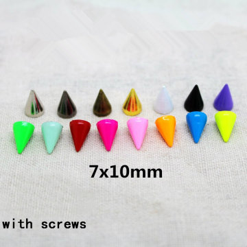 50sets 7*10mm Bullet Cone Colored Studs And Spikes For Clothes DIY Handcraft Garment Rivets For Leather Bag Shoes Tachuelas Ropa