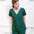 Women Scrub Top Short Sleeve Nurse Uniforms V Neck Cotton Doctor Workwear Dentist Costume Hospital Gown Big Pocket Nurse Uniform