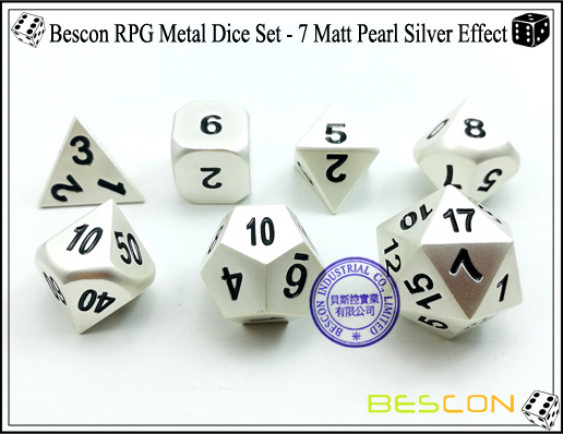 Bescon RPG Metal Dice Set - 7 Matt Pearl Silver Effect-4