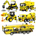 Technic Construction Vehicles Urban Trucks Bulldozer Excavator Building Blocks Kids Toys MOC DIY City Engineering Team Crane Set