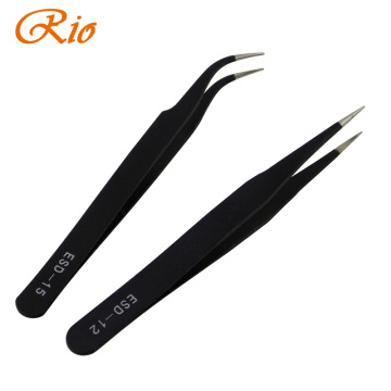 2Pcs Antistatic Electroplating Nonmagnetic Stainless Steel Curved Straight Eyebrow Tweezer Eyelash Extension DIY Necessary Tools