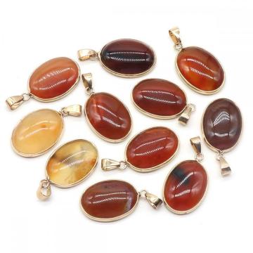 Oval Carnelian Pendant for Making Jewelry Necklace 18X25MM