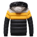 Varsanol Winter Mens Puffer Jacket Striped Thick Hooded Jacket Coat Fur Collar Men Parkas Jacket Clothing Cotton Warm Oversized