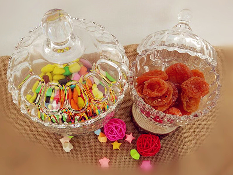 European style candy jar with cover glass thickening snack jars fashion storage box of candy glass jar desk organizer