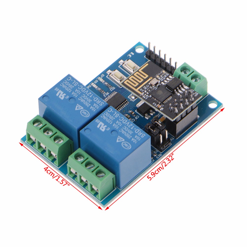 WIFI Relay Module ESP8266 IOT APP Controller 2-Channel For Smart Home 12V