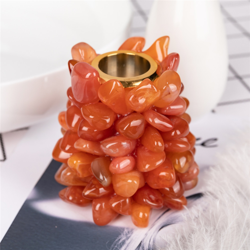 1pcs Natural Agate Candlestick Carnelian Stone Candle Holders Home Decoration Dinner Party Candlesticks