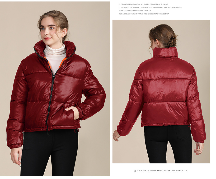 Zipper Short Puff Jacket for Women
