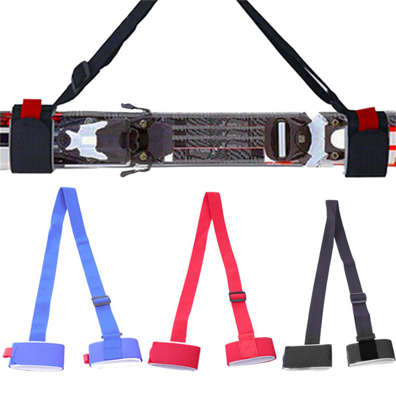 Adjustable Ski Pole Shoulder Hand Carrying Eyelashes Hand Straps Porter Hook Loop Protection Black Nylon Grip Belt Bag