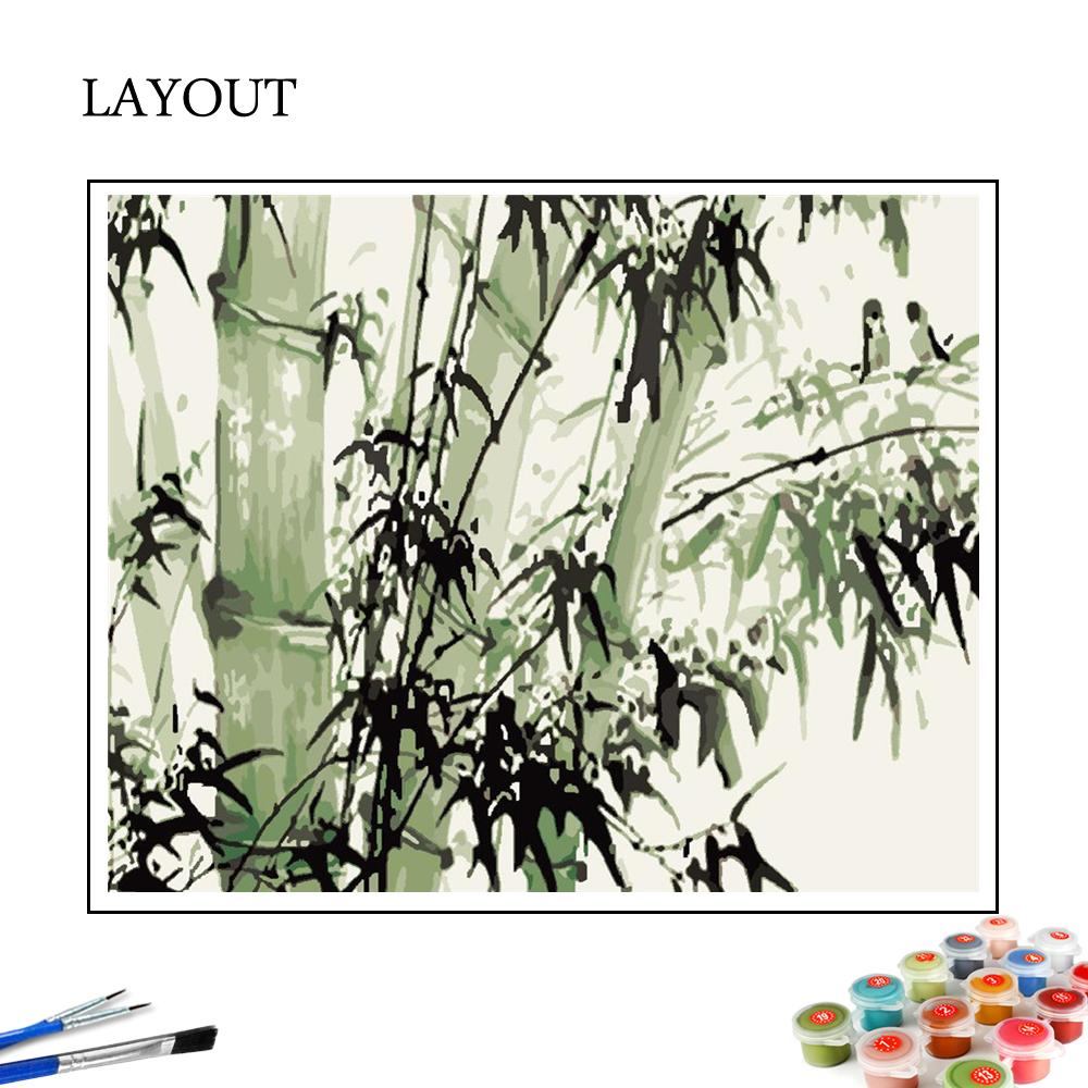 HUACAN Paint By Number Bamboo Drawing On Canvas HandPainted Painting Art Gift DIY Pictures By Number Plant Kits Home Decor