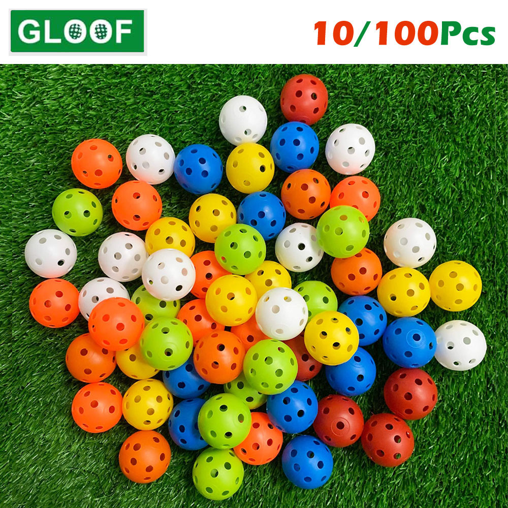 Limited Flight Practice Golf Balls Airflow Hollow Plastic Golf Training Balls for Swing Practice Driving Range Home Use Indoor