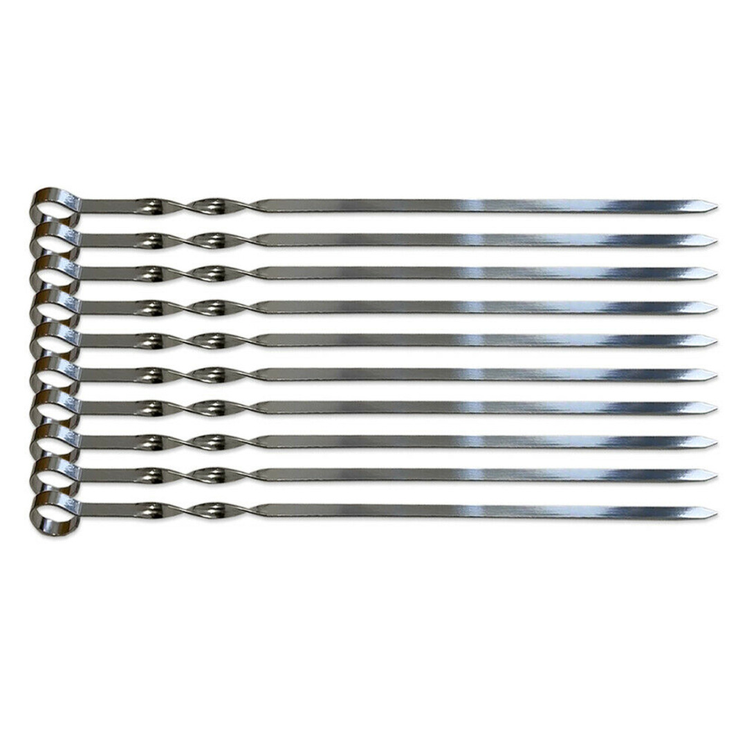 10pcs 50cm Stainless Steel Long Barbecue Kebab Food Meat Skewers Outdoor Camping Grill BBQ Tools