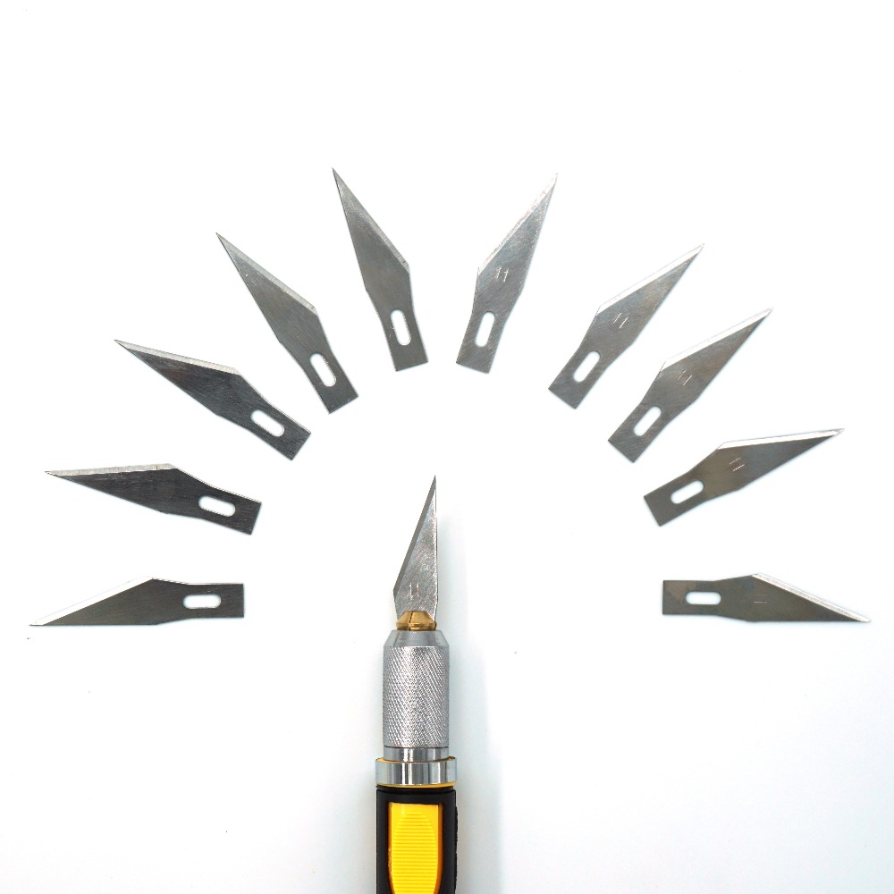 Non-slip Metal Scalpel + 10 pcs SK5 Blades Wood Carving Knives Fruit Food Craft Sculpture Engraving Knife Hand Tools WL-9302S