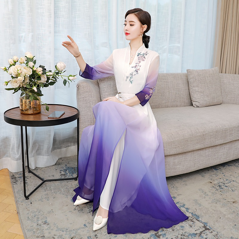 Vietnam Traditional Dress Chinese Style Aodai Cheongsam Qipao China Oriental Dress Vietnam Clothing Long Ao Dai Dress 10049
