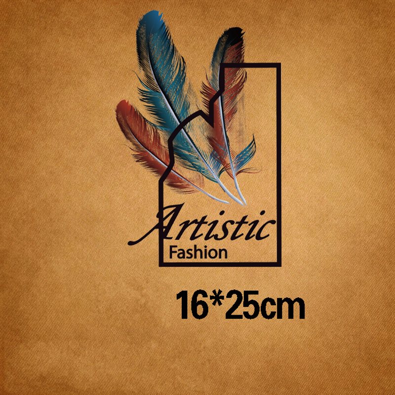 16x25cm feather letter Iron on Patches For DIY Heat Transfer Clothes T-shirt Thermal transfer stickers Decoration Printing