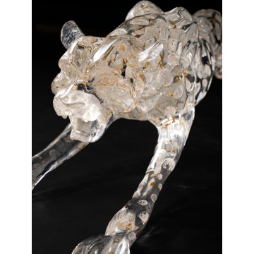 Transparent Leopard Sculpture Hotel room Decoration Crystal