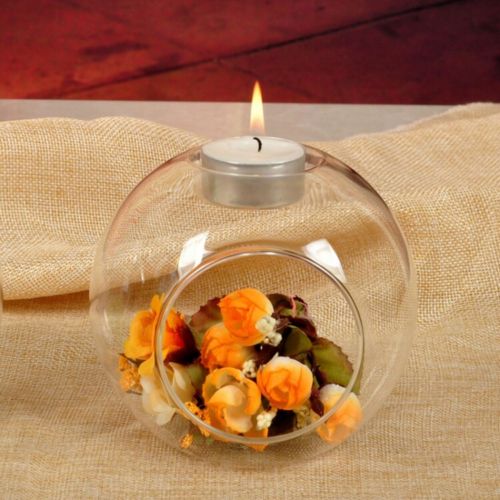 Crystal Glass Round Candle Tea Light Holder Candlestick Birthday Engagement Wedding Party DIY Decorations Transparent